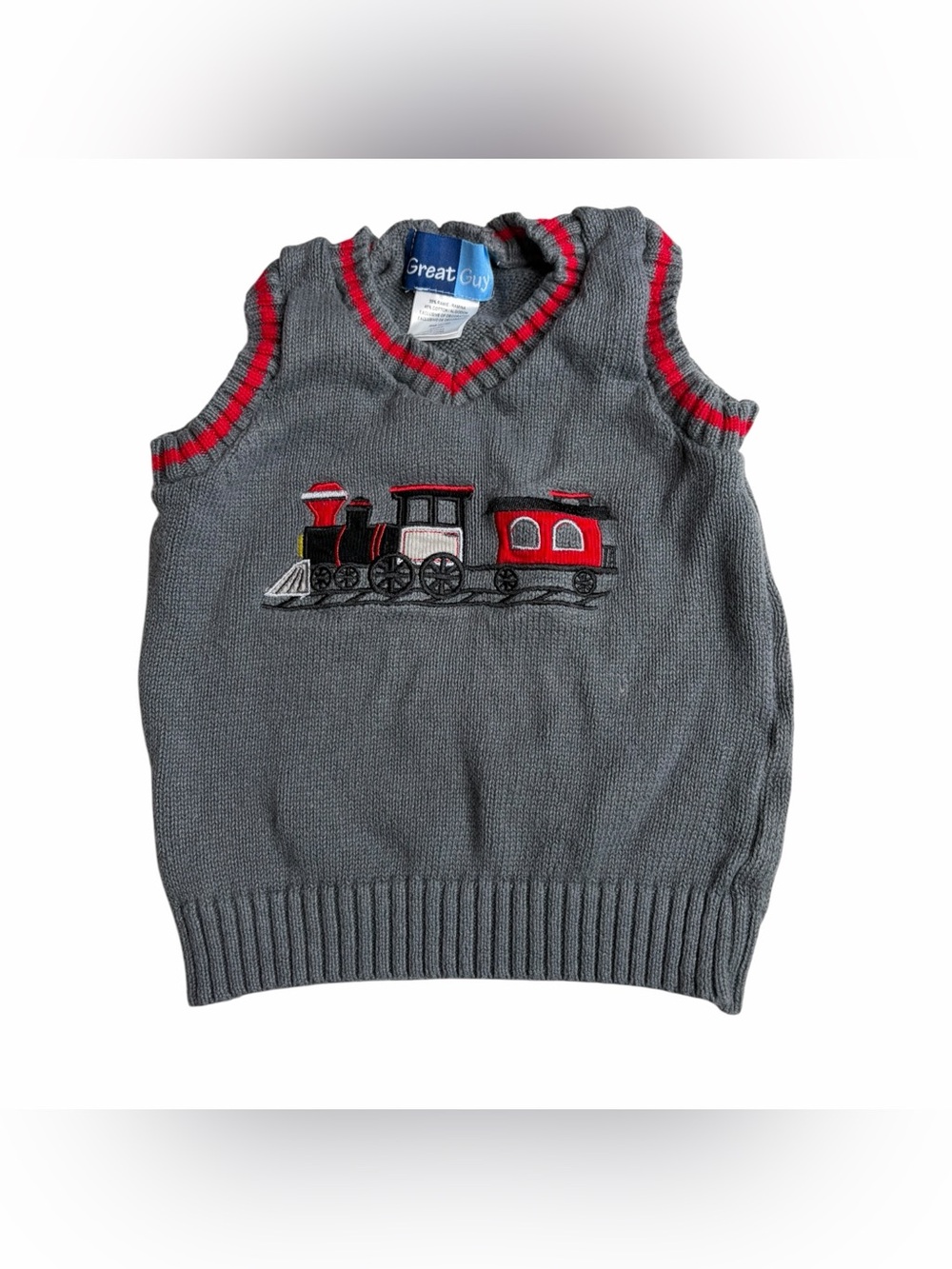Great Guy Toddler Boys 3T Train Knit Sweater Vest Gray 3-Piece Set Piece 2018